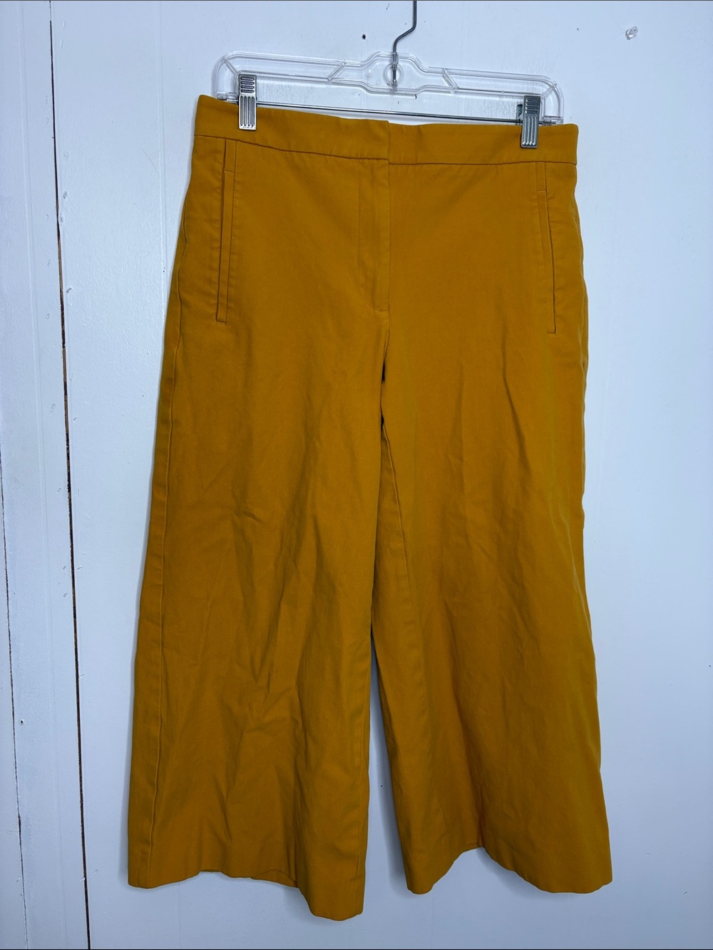 Ann Taylor Pants Womens 6 Wide Leg Mustard Golden Cropped Summer Office Work - Picture 2 of 8